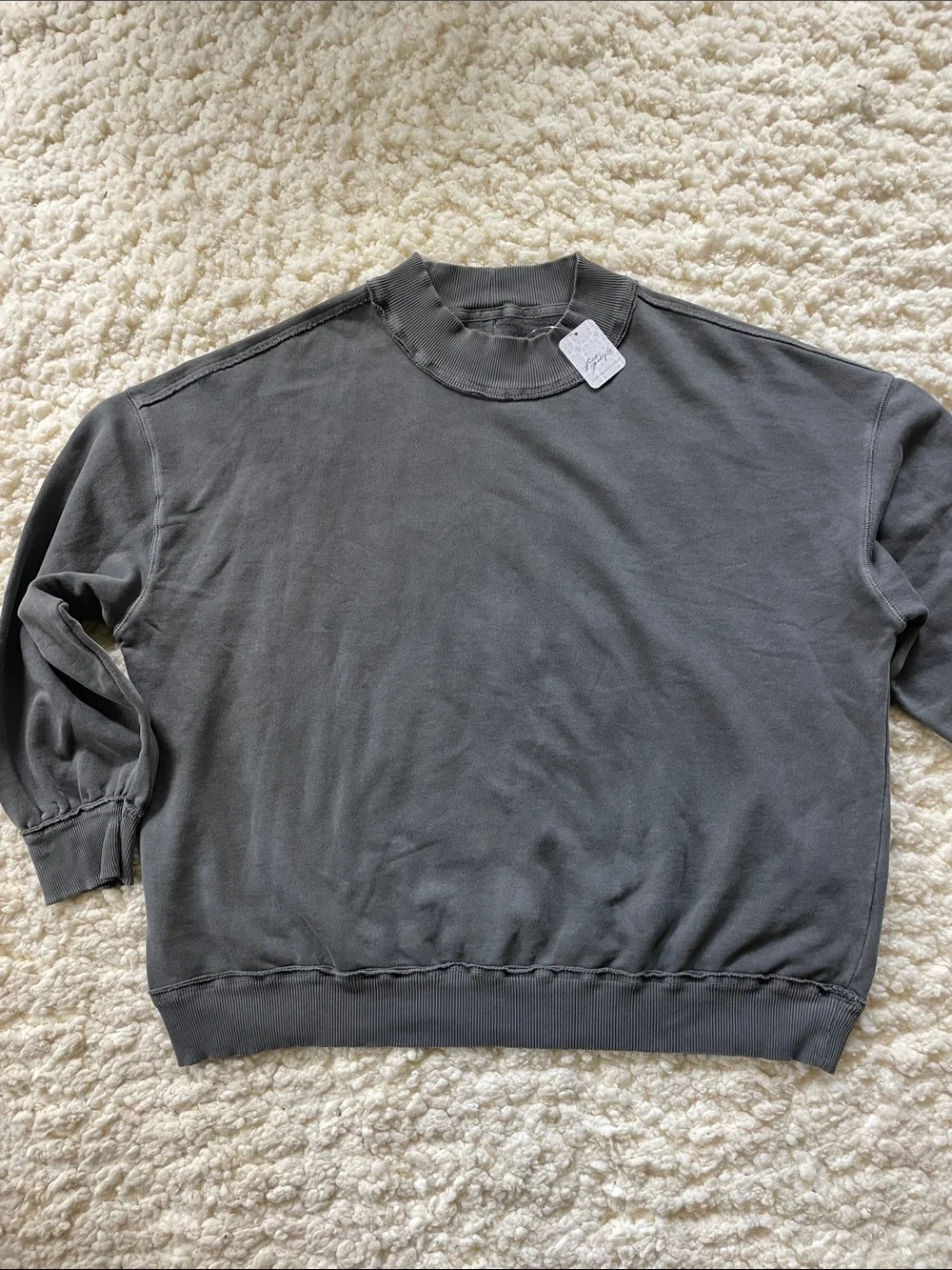We The Free Oversized Crewneck Sweatshirt in Charcoal Gray - Picture 1 of 9